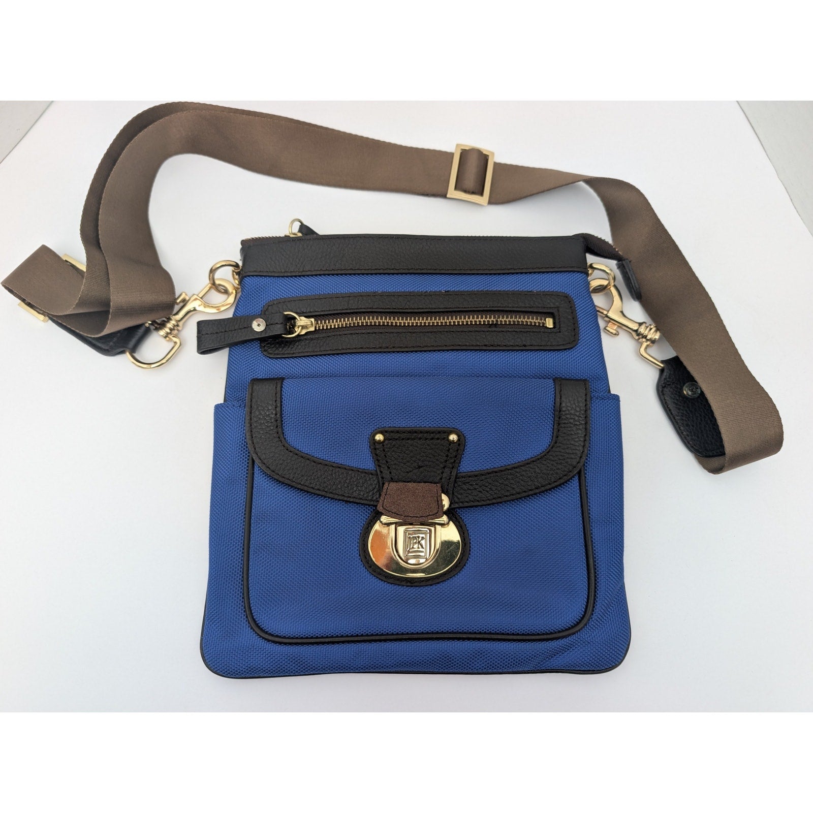 JPK Paris 75 Blue Nylon Crossbody Bag Messenger Purse Floral Interior