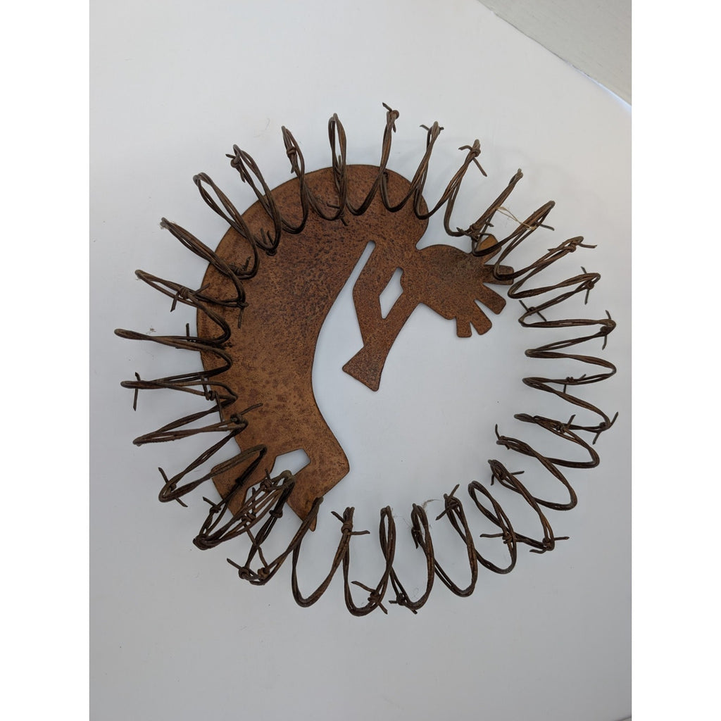 Rustic Metal Kokopelli Barbed Wire Art Wall Hanging Southwest Decor