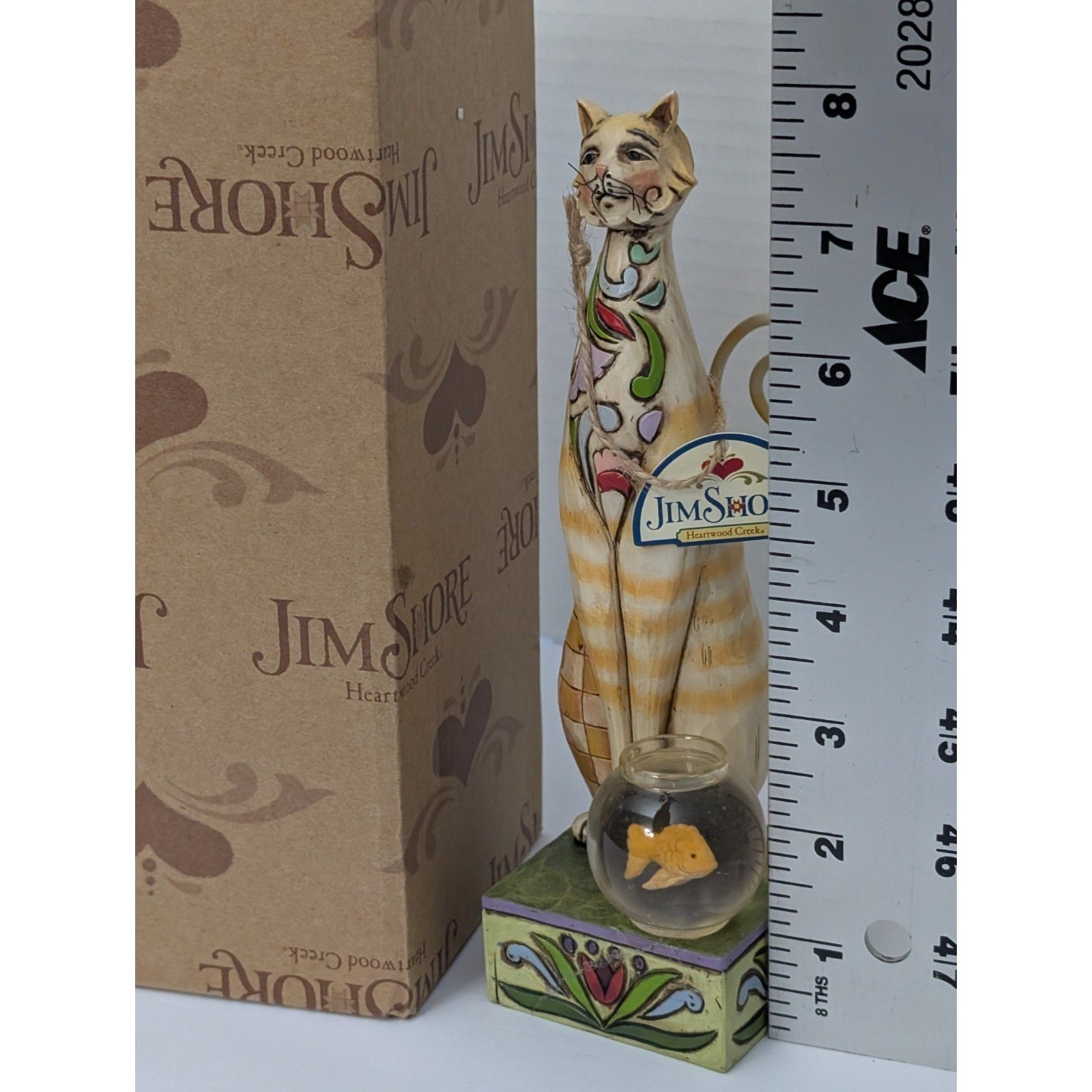 2007 Jim Shore Heartwood Creek JILLY 4009507 Cat + Fishbowl Figurine In Box