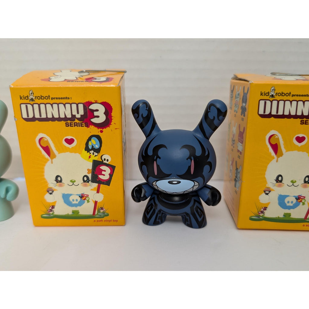 Rare Kidrobot Dunny Series 3 (2006) 4-Figure Set: Ron English, Touma Chase, Damon Soule, Craola Greg Simkins - 3" Vinyl Art Toys with Boxes