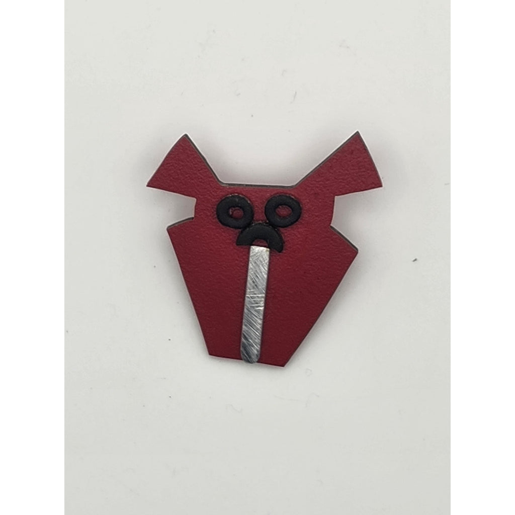 Vintage Red Geometric Dog Brooch Pin Abstract Avant Garde Face Jewelry