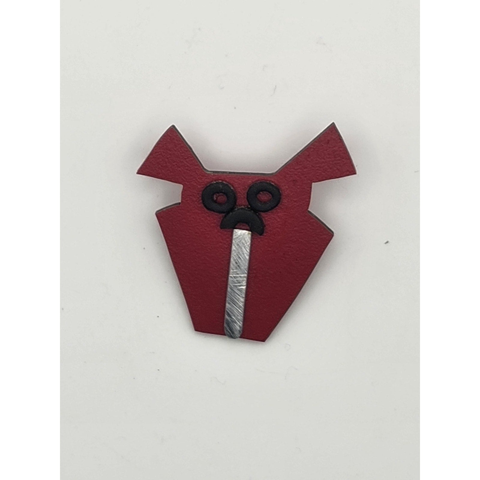 Vintage Red Geometric Dog Brooch Pin Abstract Avant Garde Face Jewelry