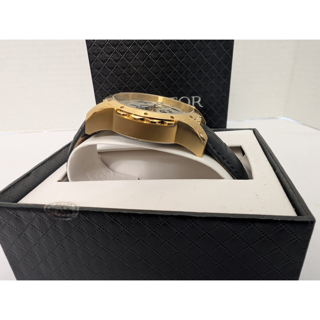 Heritor Pytheas Men's Goldtoned Automatic Skeleton Watch 22 Jewels