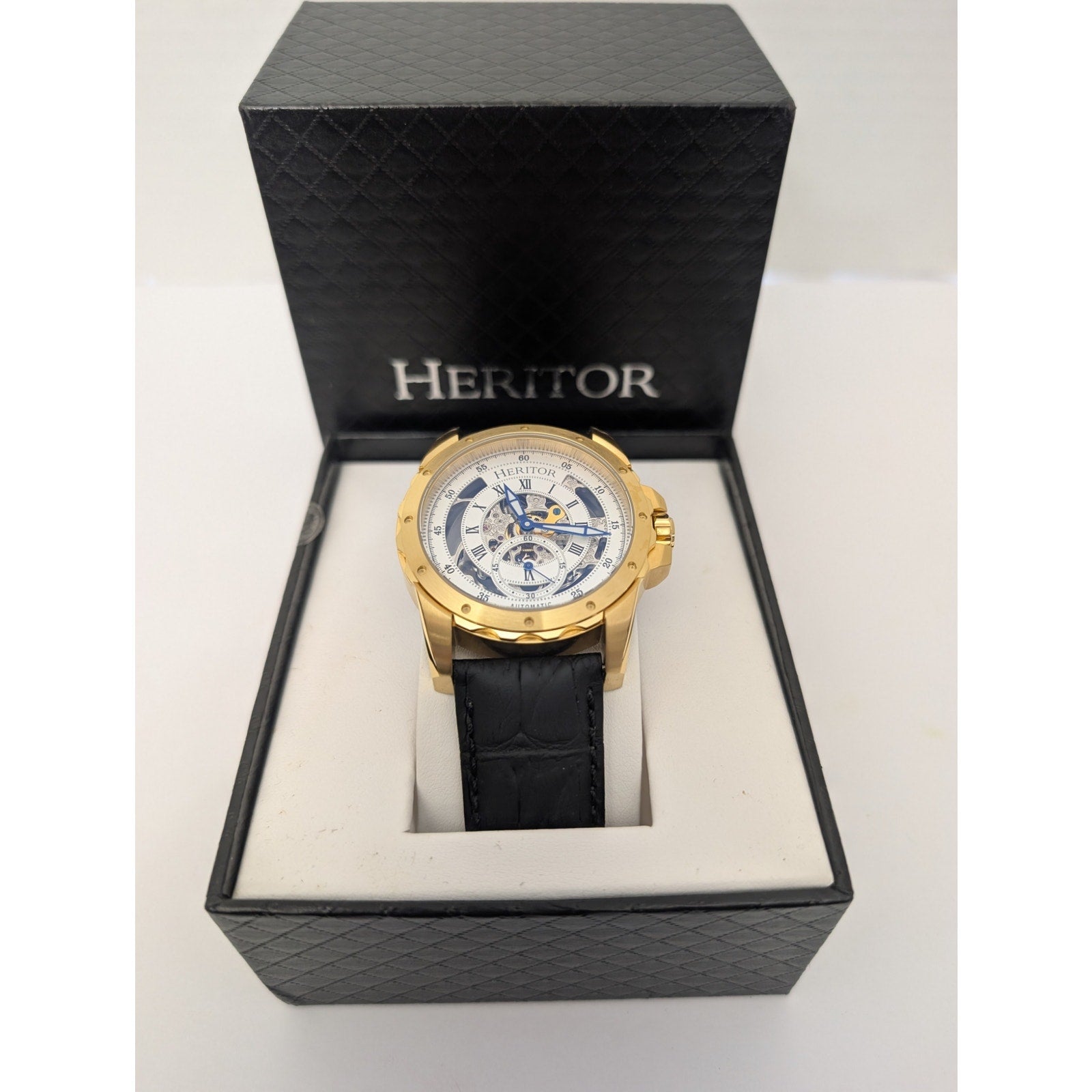 Heritor Pytheas Men's Goldtoned Automatic Skeleton Watch 22 Jewels