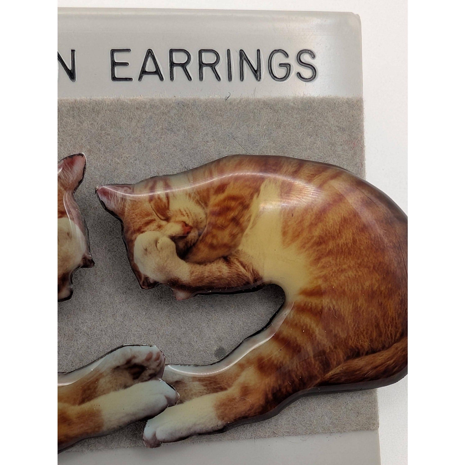 1993 Robert Kaufman Orange Tabby Cat Stud Earrings - Silver Visions Signed