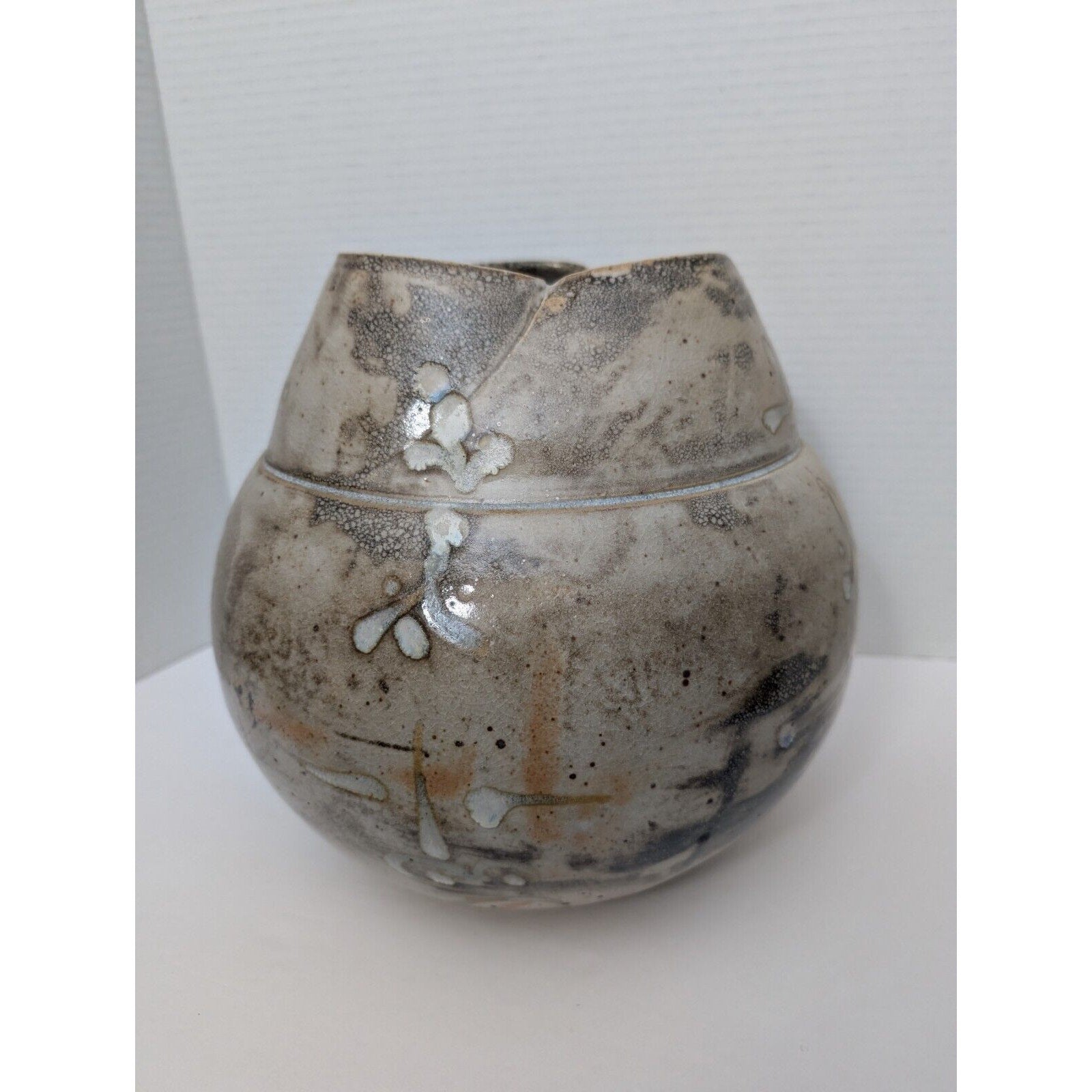 Beautiful Studio Pottery Asymmetrical Bowl Vase By Trish Adams