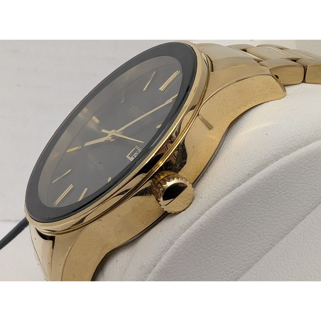 Armitron Men's Gold-Tone Stainless Steel Watch with Sleek Black Dial