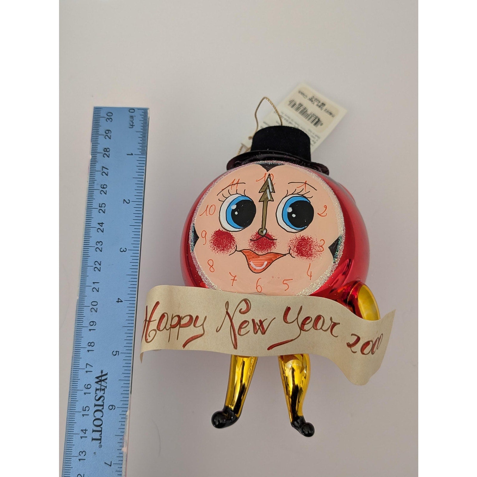 Christopher Radko "Happy New Year Clock" Italian Glass Ornament