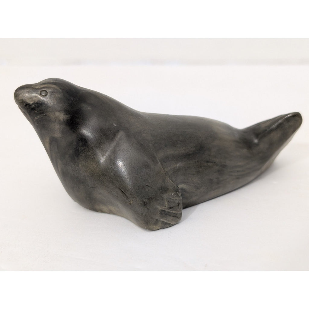 Vintage Seal Figurine Marbled Grey Faux Soapstone Sculpture Canadian Style