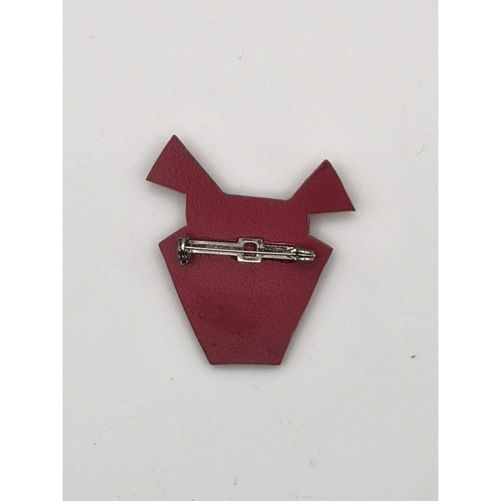 Vintage Red Geometric Dog Brooch Pin Abstract Avant Garde Face Jewelry