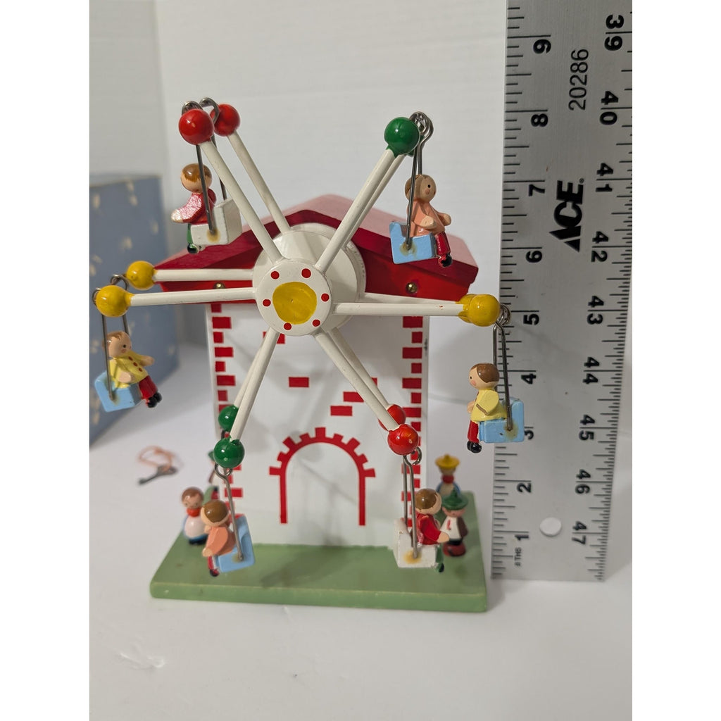 Vintage Reuge Swiss Movement Wooden Musical Ferris Wheel Coin Bank Sing A Song Of Six Pence With Box