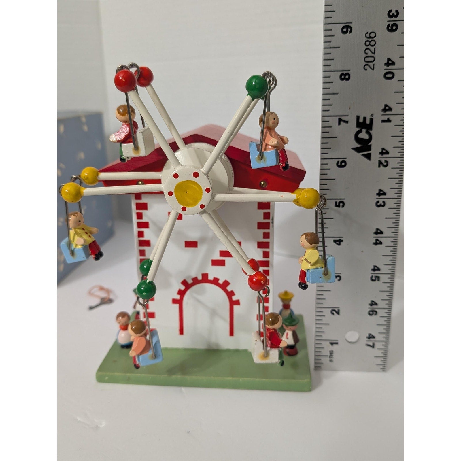Vintage Reuge Swiss Movement Wooden Musical Ferris Wheel Coin Bank Sing A Song Of Six Pence With Box