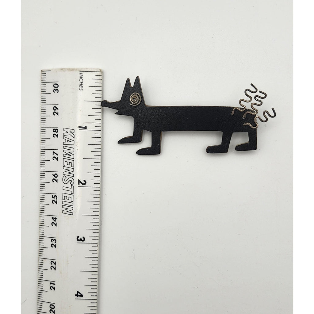 Vintage Black Geometric Dachshund Dog Brooch Pin Abstract Avant Garde Novelty
