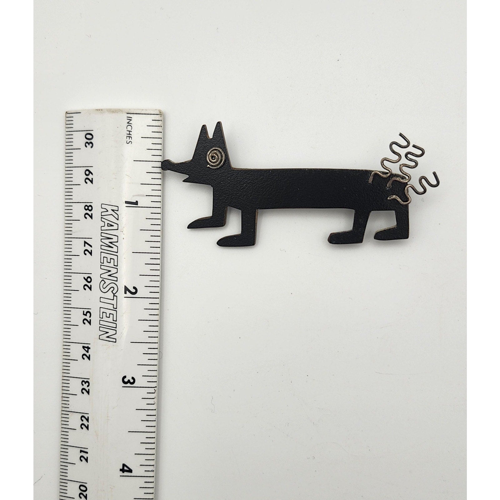 Vintage Black Geometric Dachshund Dog Brooch Pin Abstract Avant Garde Novelty