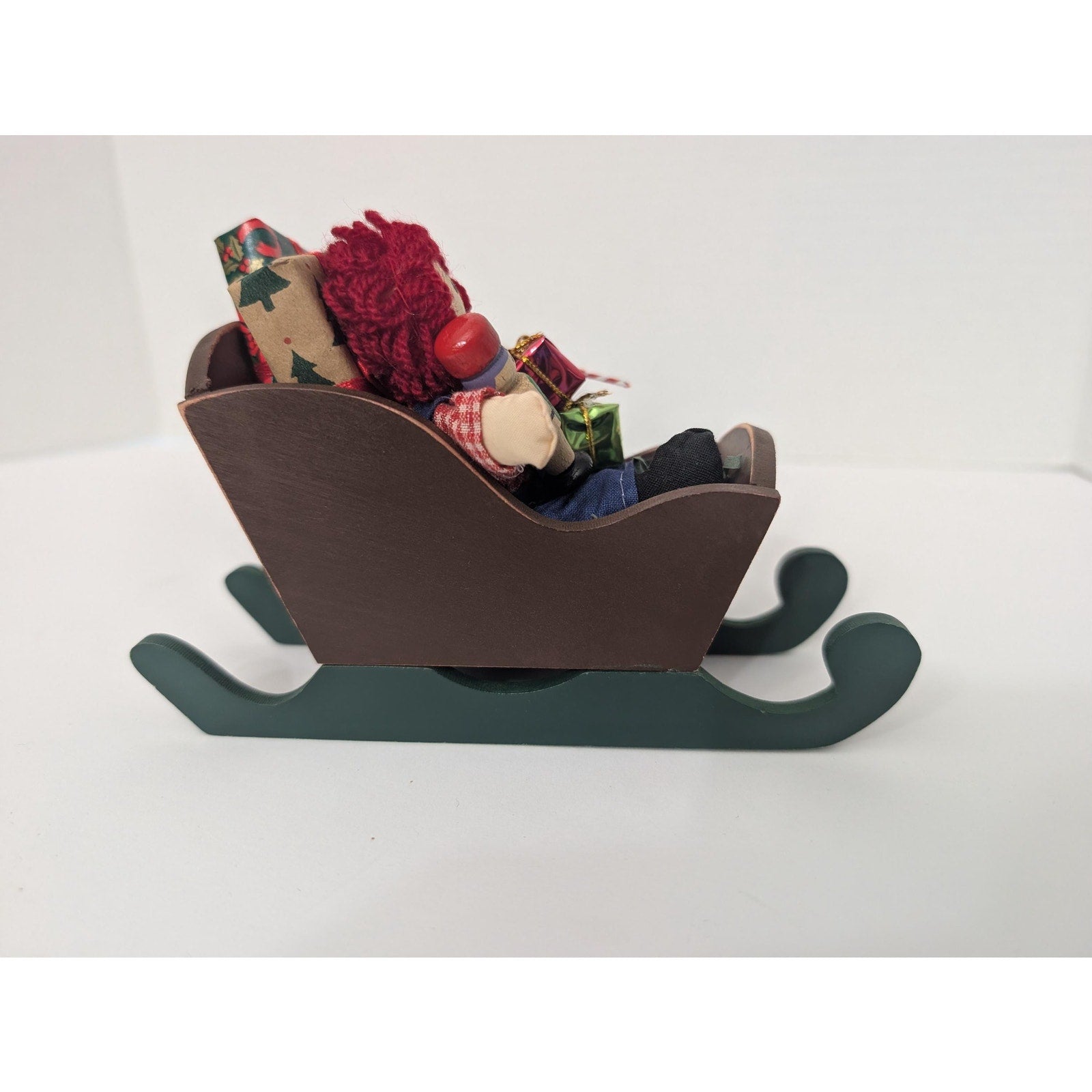 Byers Choice Ltd Wood Sleigh with Raggedy Ann Doll and Christmas Toys Decor
