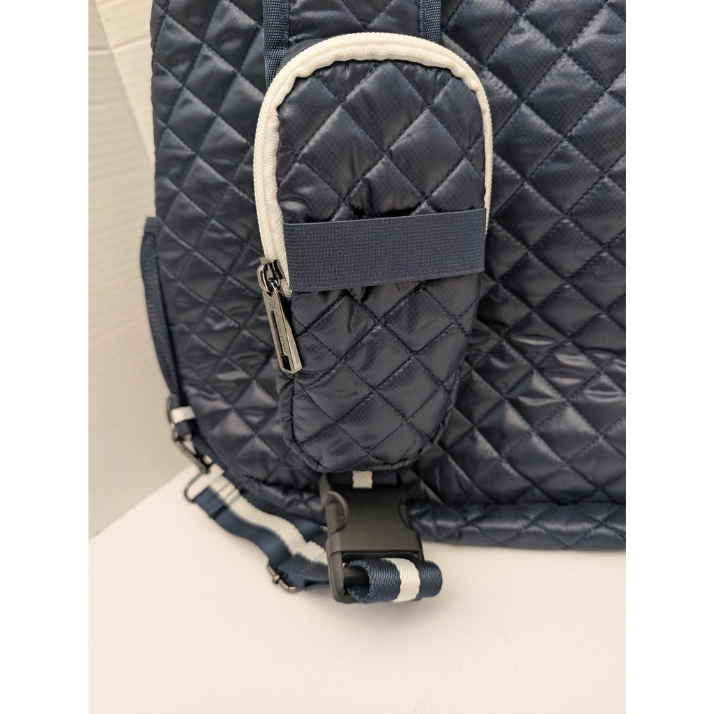 Oliver Thomas Navy Quilted Sling Backpack Dog Print Lining with Pouch