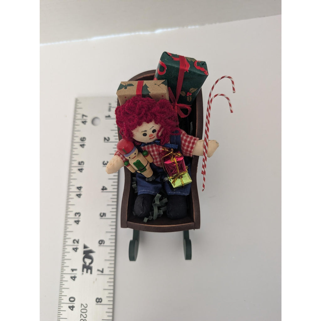 Byers Choice Ltd Wood Sleigh with Raggedy Ann Doll and Christmas Toys Decor