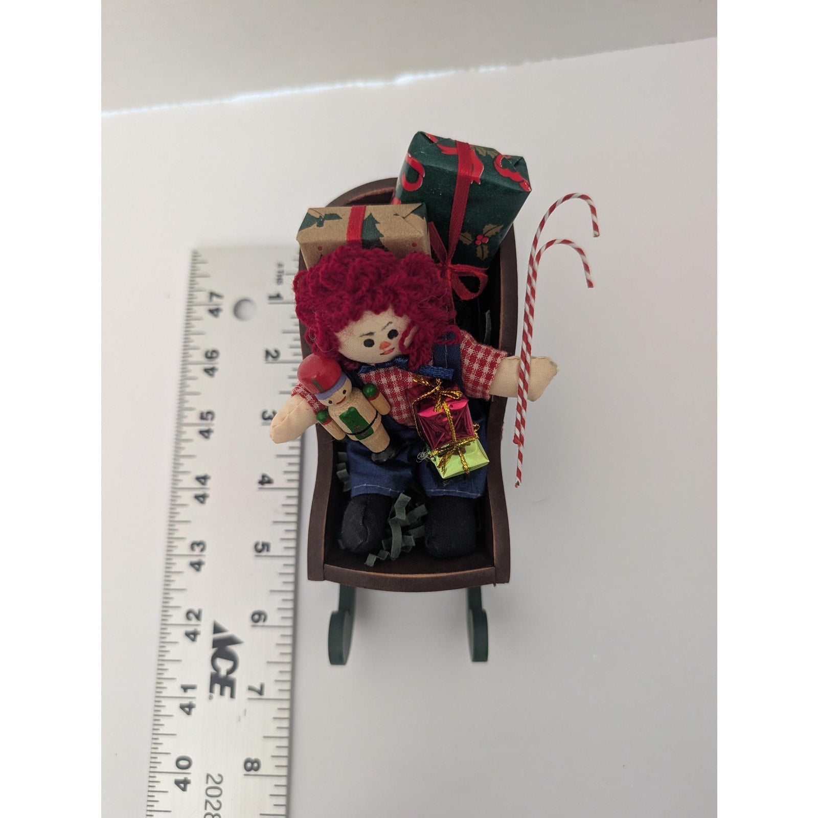 Byers Choice Ltd Wood Sleigh with Raggedy Ann Doll and Christmas Toys Decor