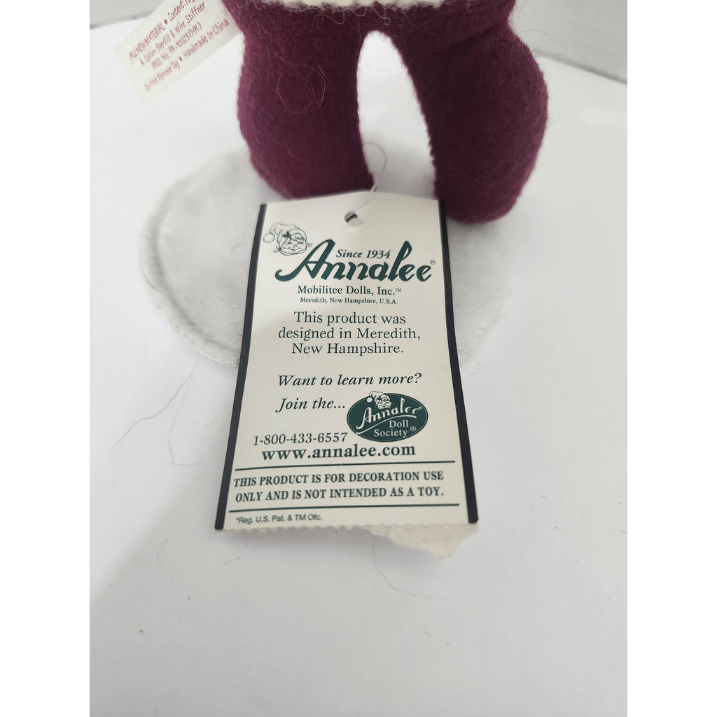 Vintage 2002 Annalee Christmas Bear Doll Heart Sweater Green Gift Box New