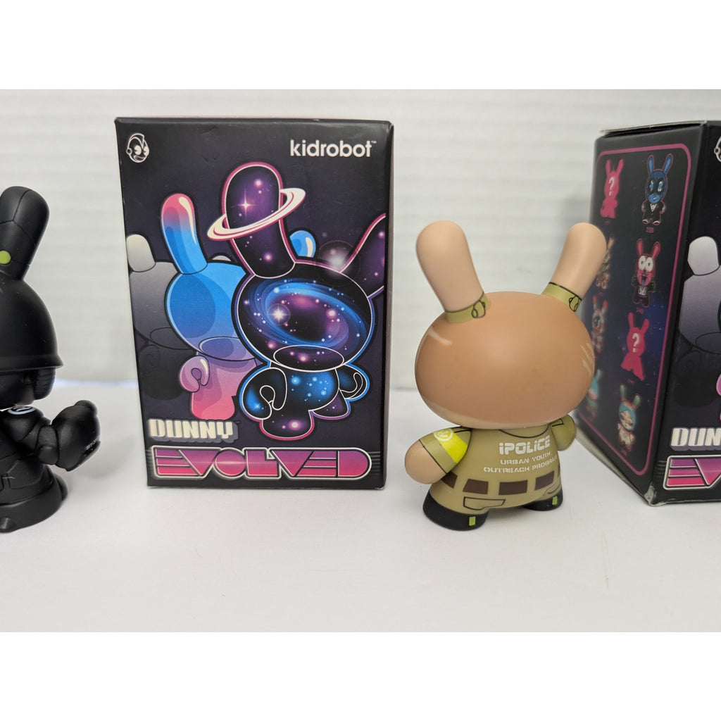 Kidrobot Dunny Evolved Huck Gee "iPolice" Riot & Search Vinyl Figure Lot 2013