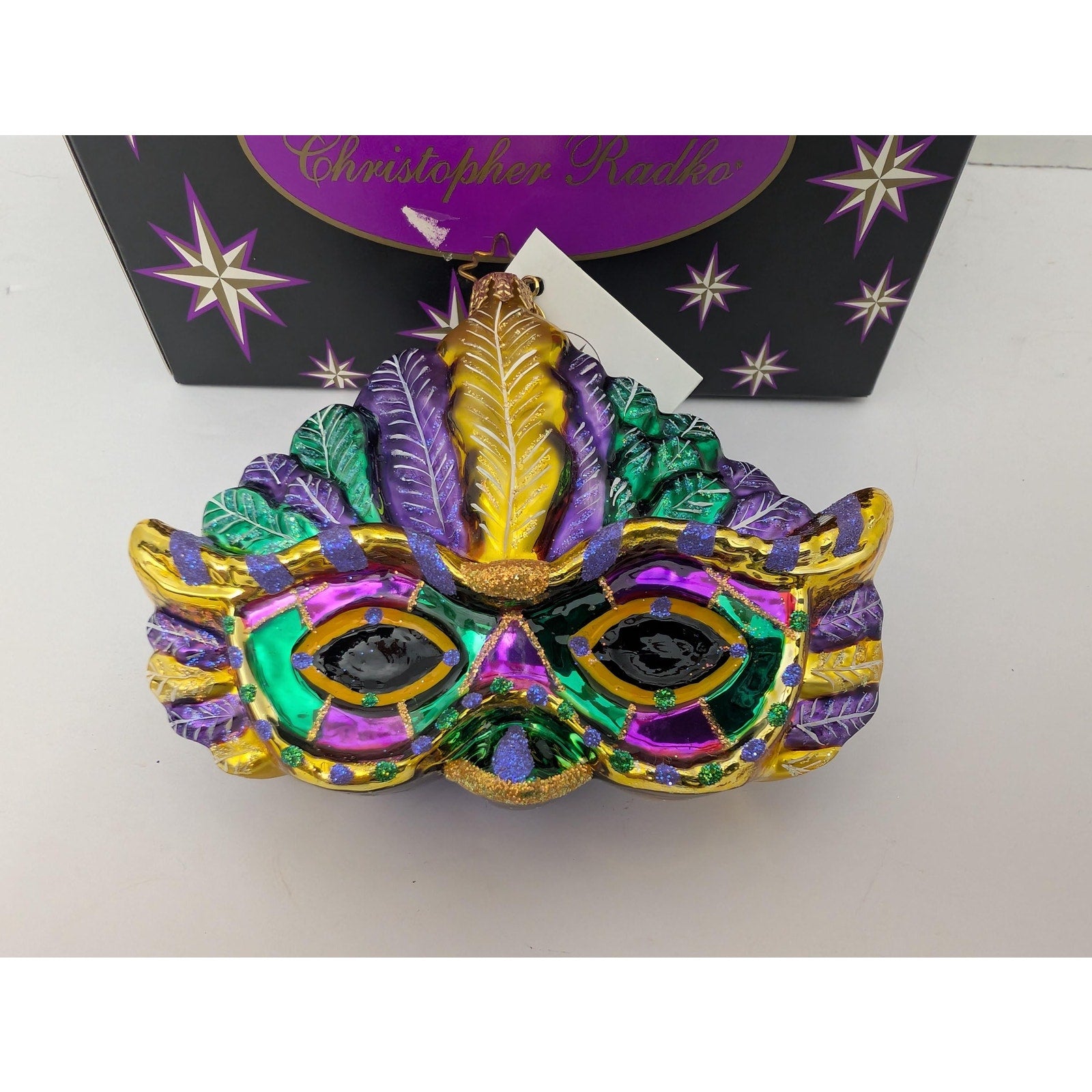 Christopher Radko Mask Mystique 2002 Mardi Gras Glass Ornament Boxed 1010016