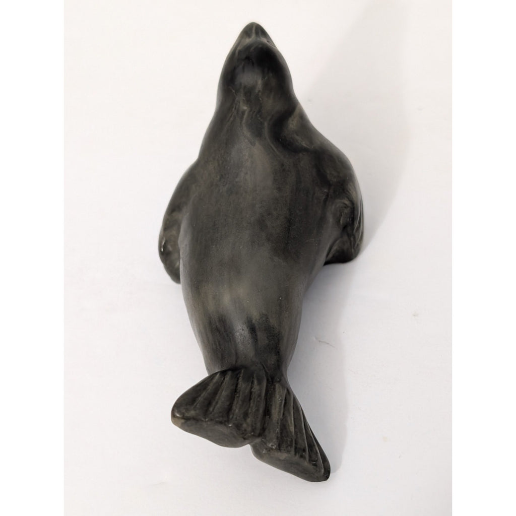 Vintage Seal Figurine Marbled Grey Faux Soapstone Sculpture Canadian Style