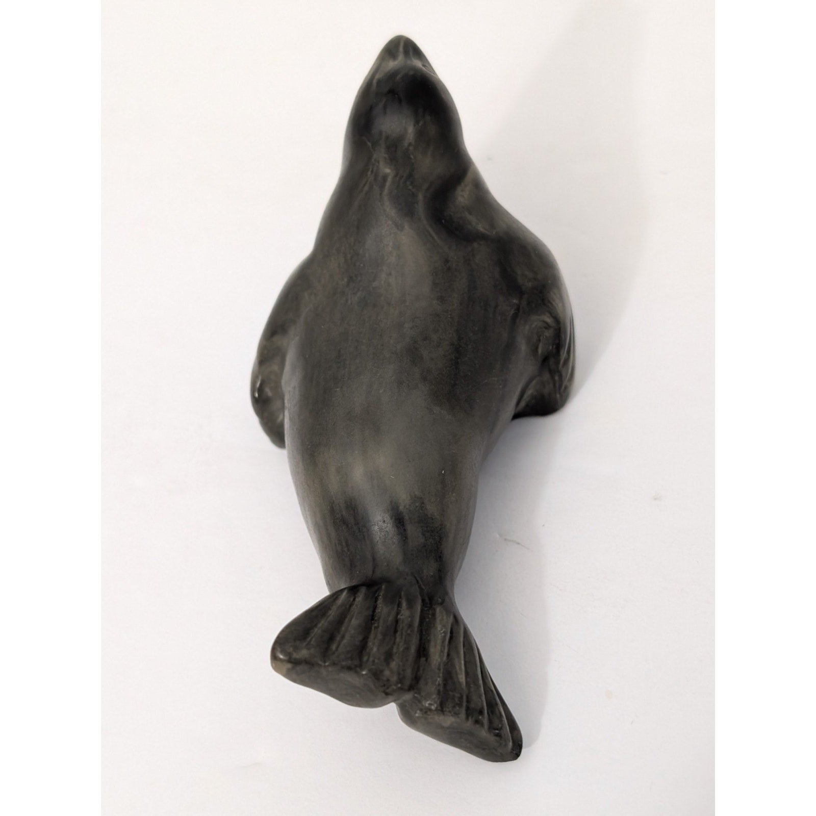 Vintage Seal Figurine Marbled Grey Faux Soapstone Sculpture Canadian Style