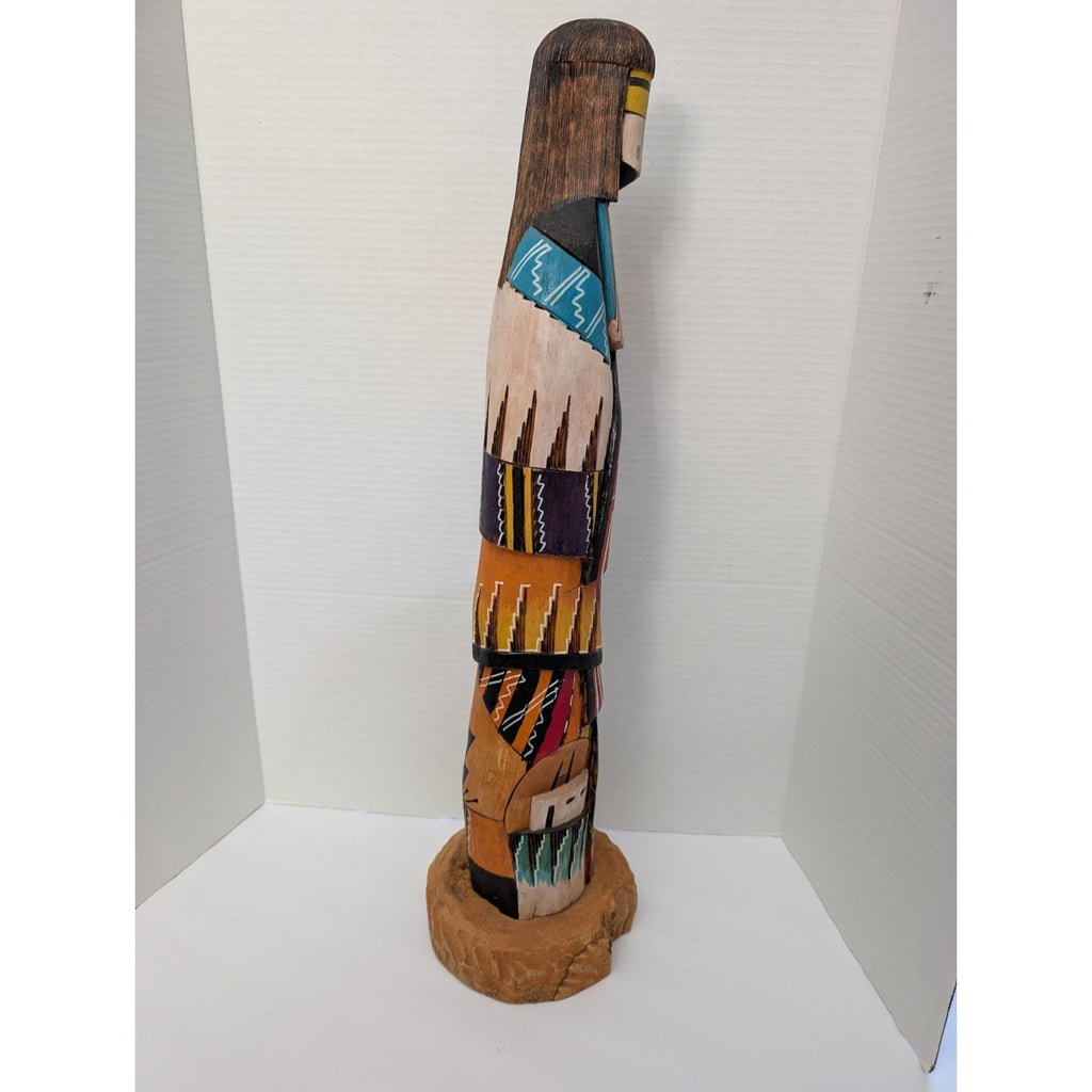 24" Signed B. Jones "Spider Woman" Large Navajo Polychrome Wood Sculpture