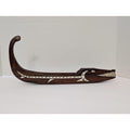 Hand-Carved Solomon Islands Tribal Spirit Boat Rosewood with Shell Inlay Crocodile/Sea Spirit Motif