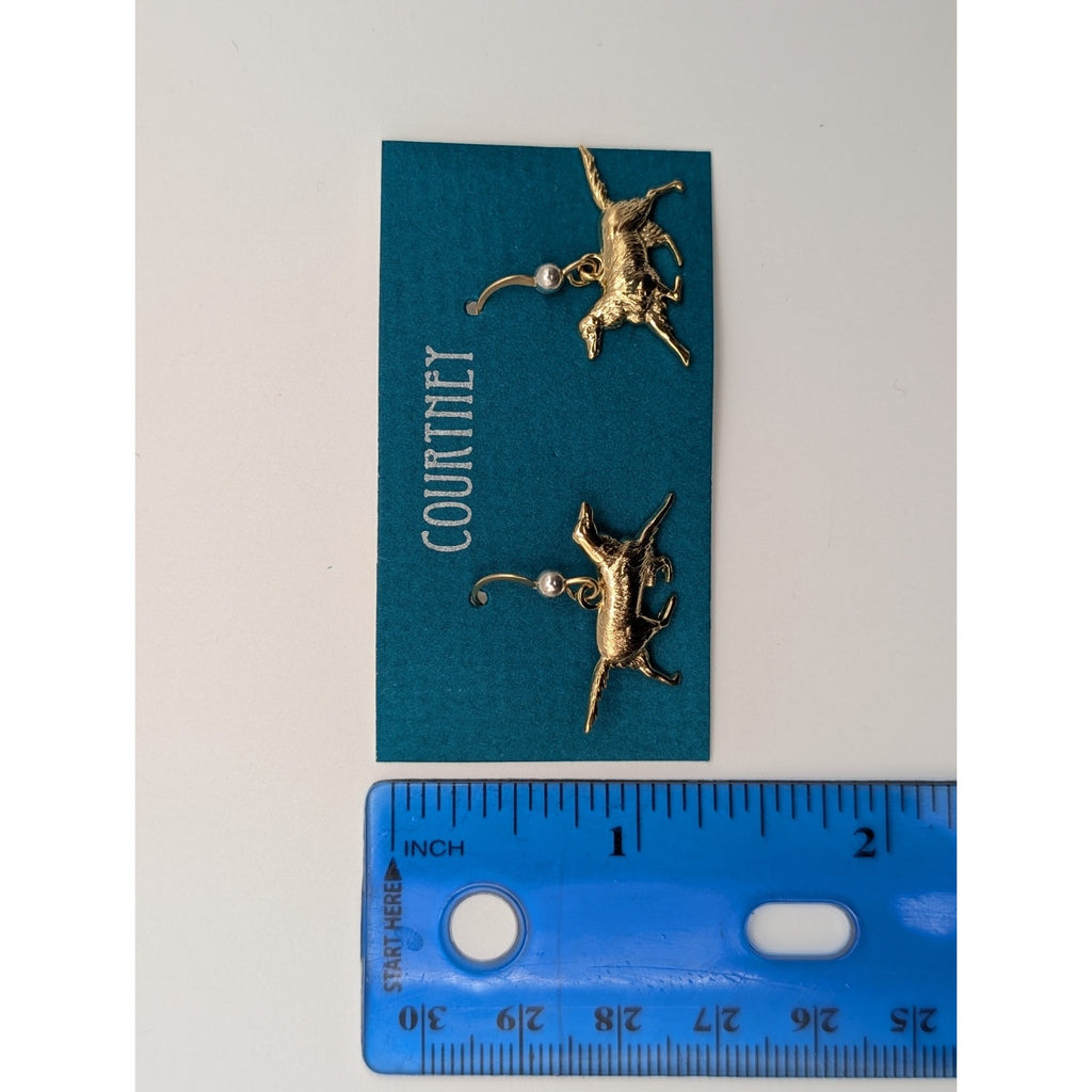 Courtney Gold Toned Retriever Dog Dangle Earrings