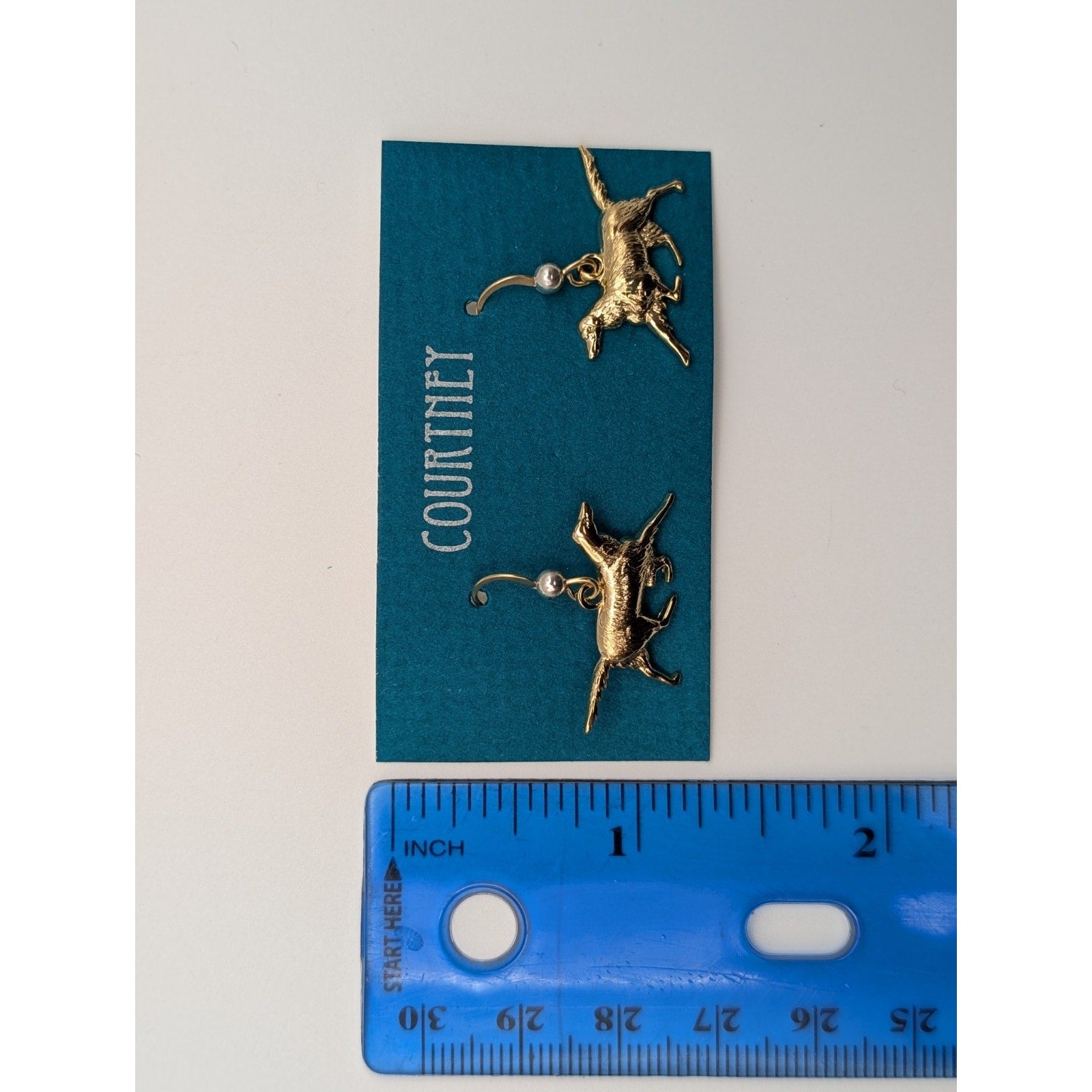 Courtney Gold Toned Retriever Dog Dangle Earrings