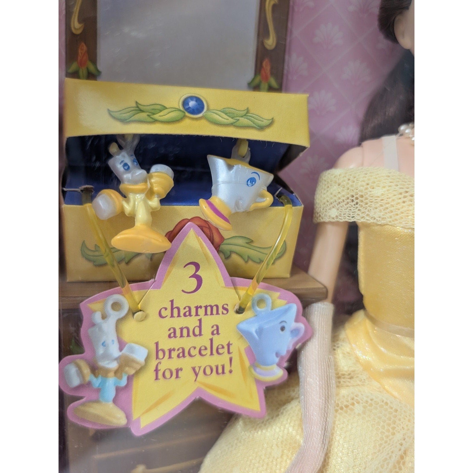 Disney Charming Princess Belle Doll Beauty and the Beast w/ Charms 2003 Mattel
