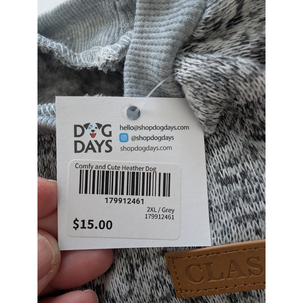Classic Grey Marled Knit Dog Sweater Fleece Lined Size XL Extra Large
