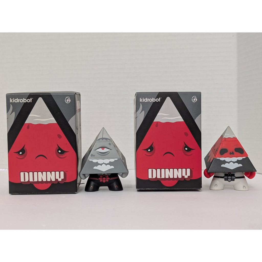 Kidrobot Andrew Bell Pyramidun Dunny Vinyl Figure Lot Red & Grey 2013