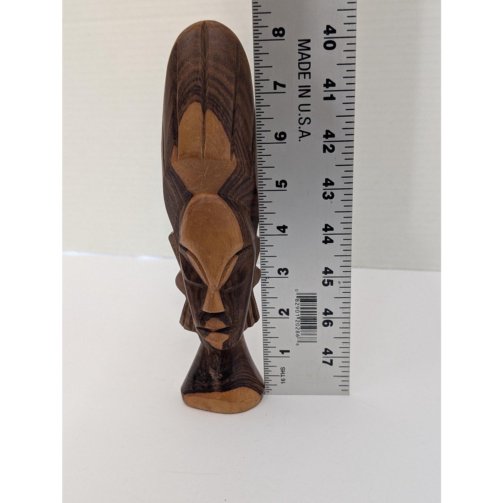 Vintage Hand Carved Ebony Wood African Bust Mid Century Modern Tribal Sculpture