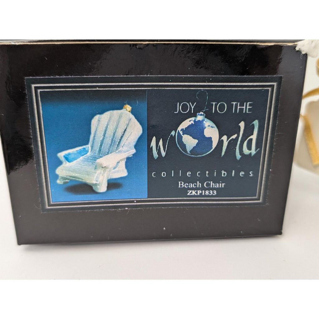 Joy To The World White Adirondack Beach Chair Glass Ornament ZKP1833 Boxed Coastal Decor