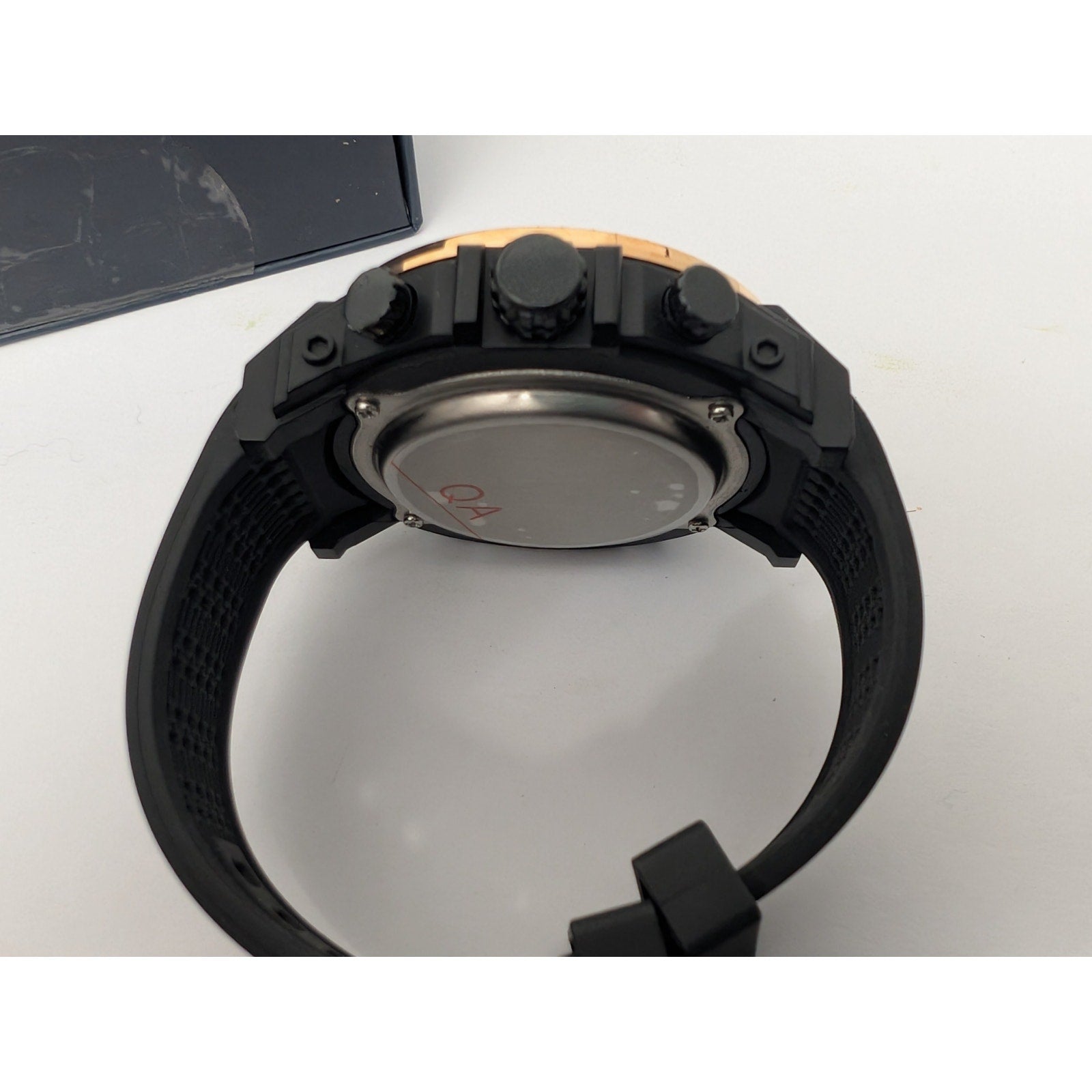 Foxbox Men's Dual-Display Sport Watch Rose Gold Bezel & Tactical Silicon Strap