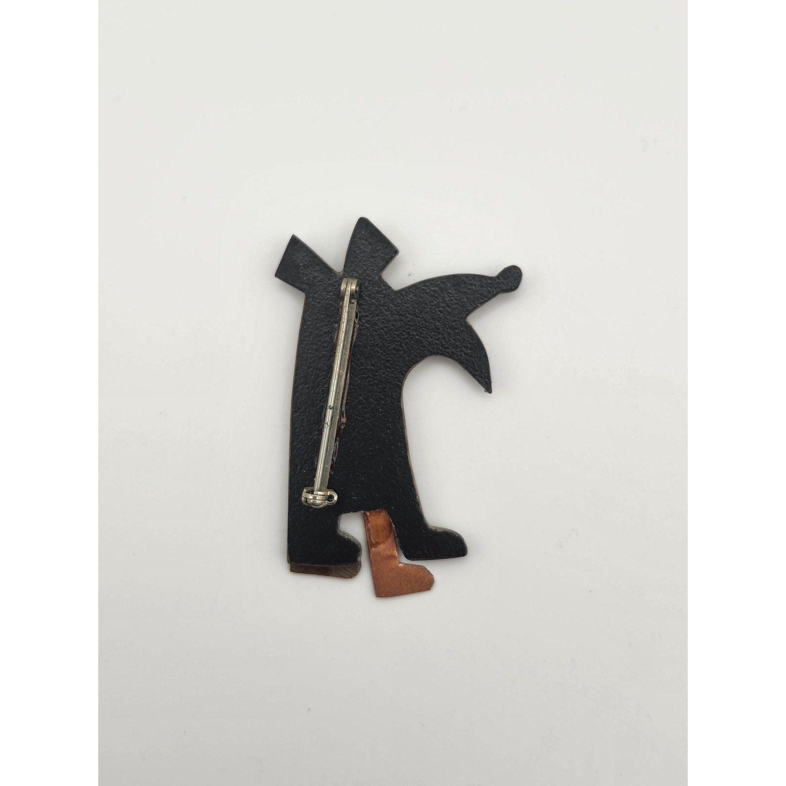 Vintage Black Geometric Sitting Dog Brooch Pin Color Block Avant Garde