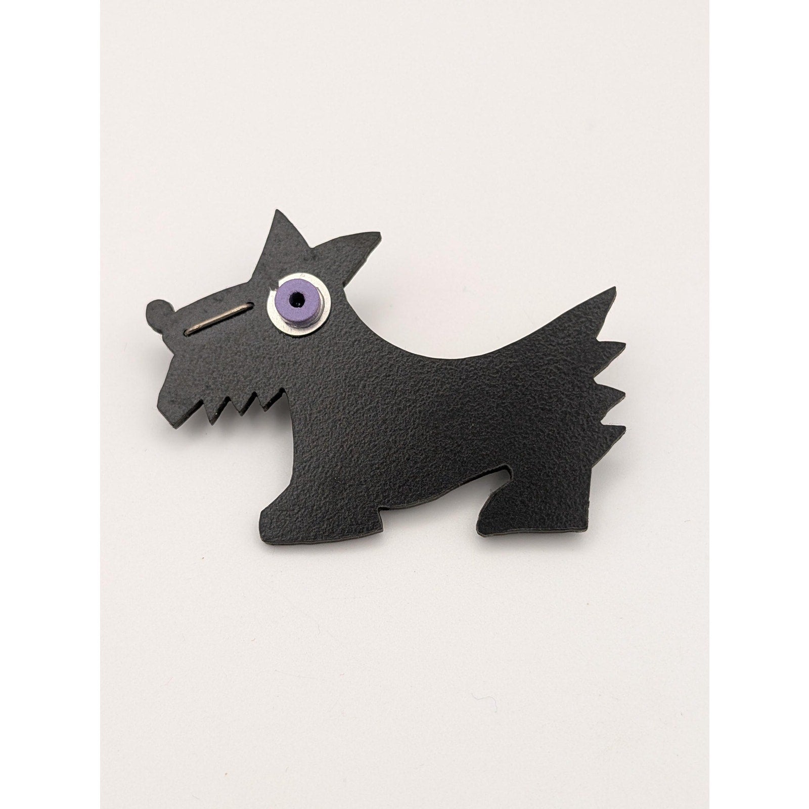 Vintage Black Scottie Dog Brooch Pin Geometric Plastic Avant Garde Novelty Jewelry