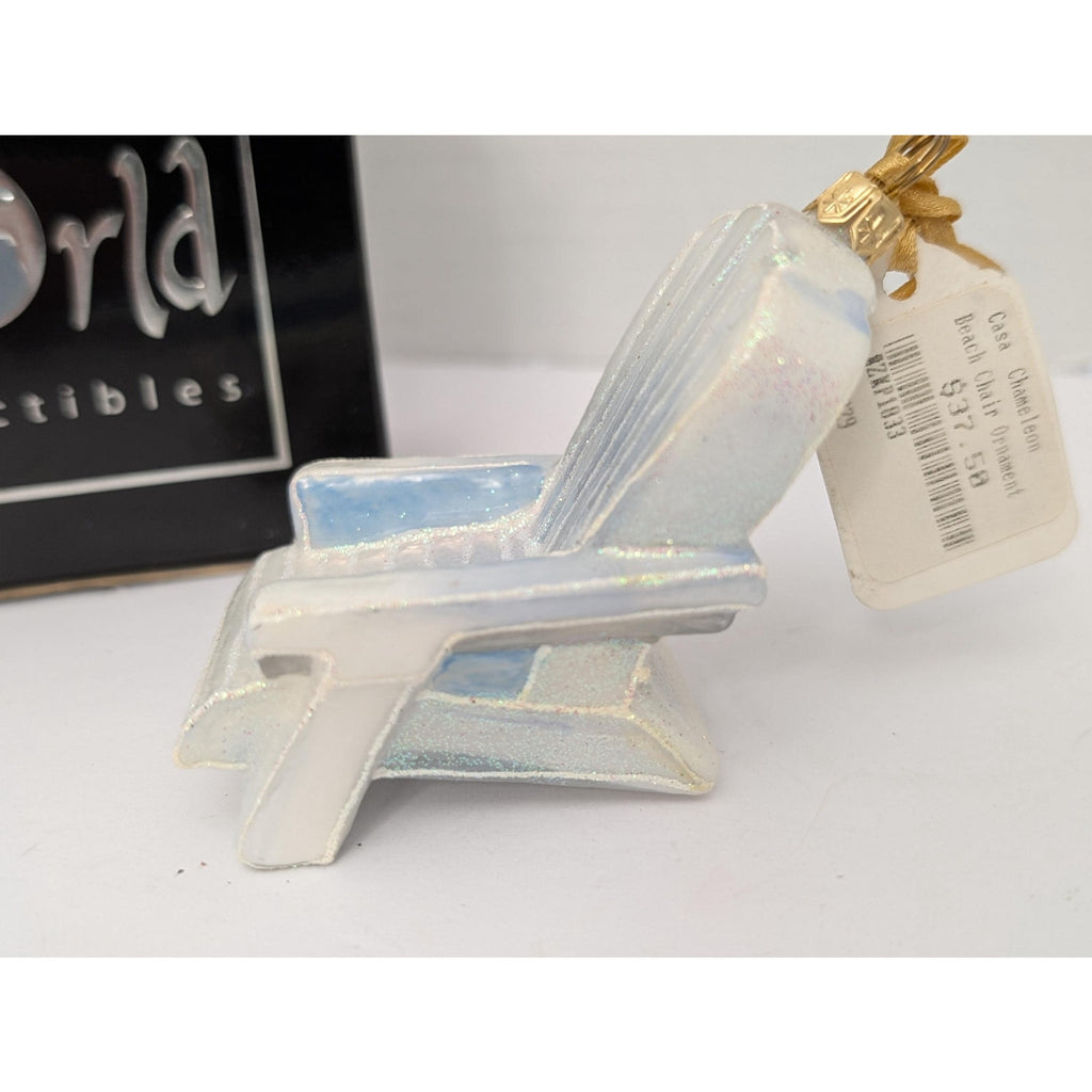 Joy To The World White Adirondack Beach Chair Glass Ornament ZKP1833 Boxed Coastal Decor