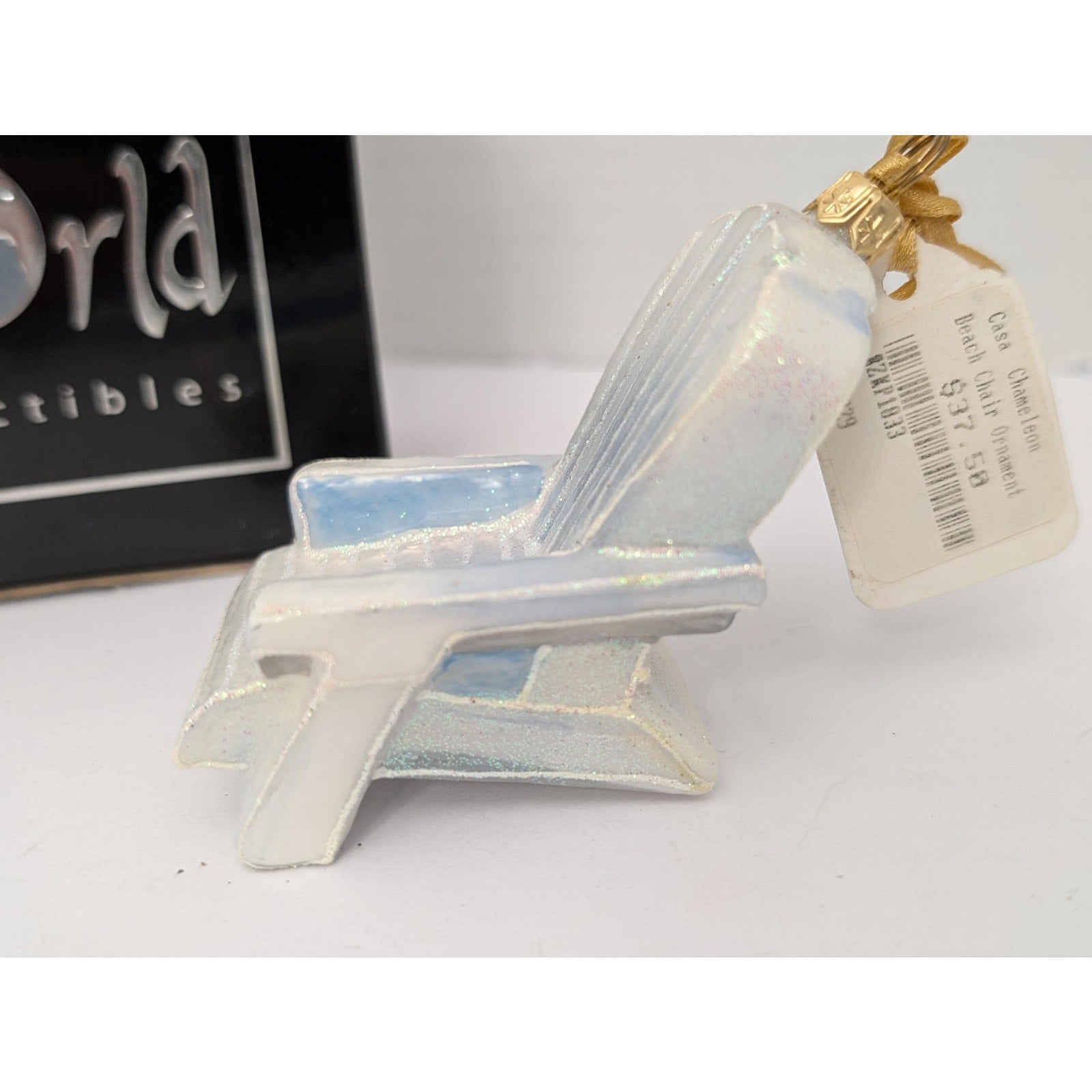 Joy To The World White Adirondack Beach Chair Glass Ornament ZKP1833 Boxed Coastal Decor