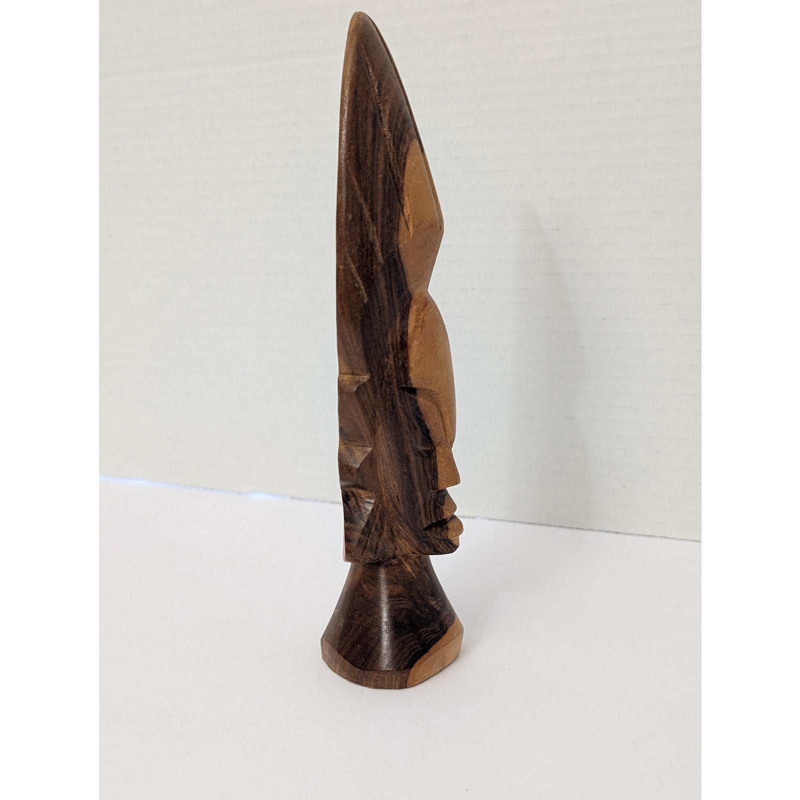 Vintage Hand Carved Ebony Wood African Bust Mid Century Modern Tribal Sculpture
