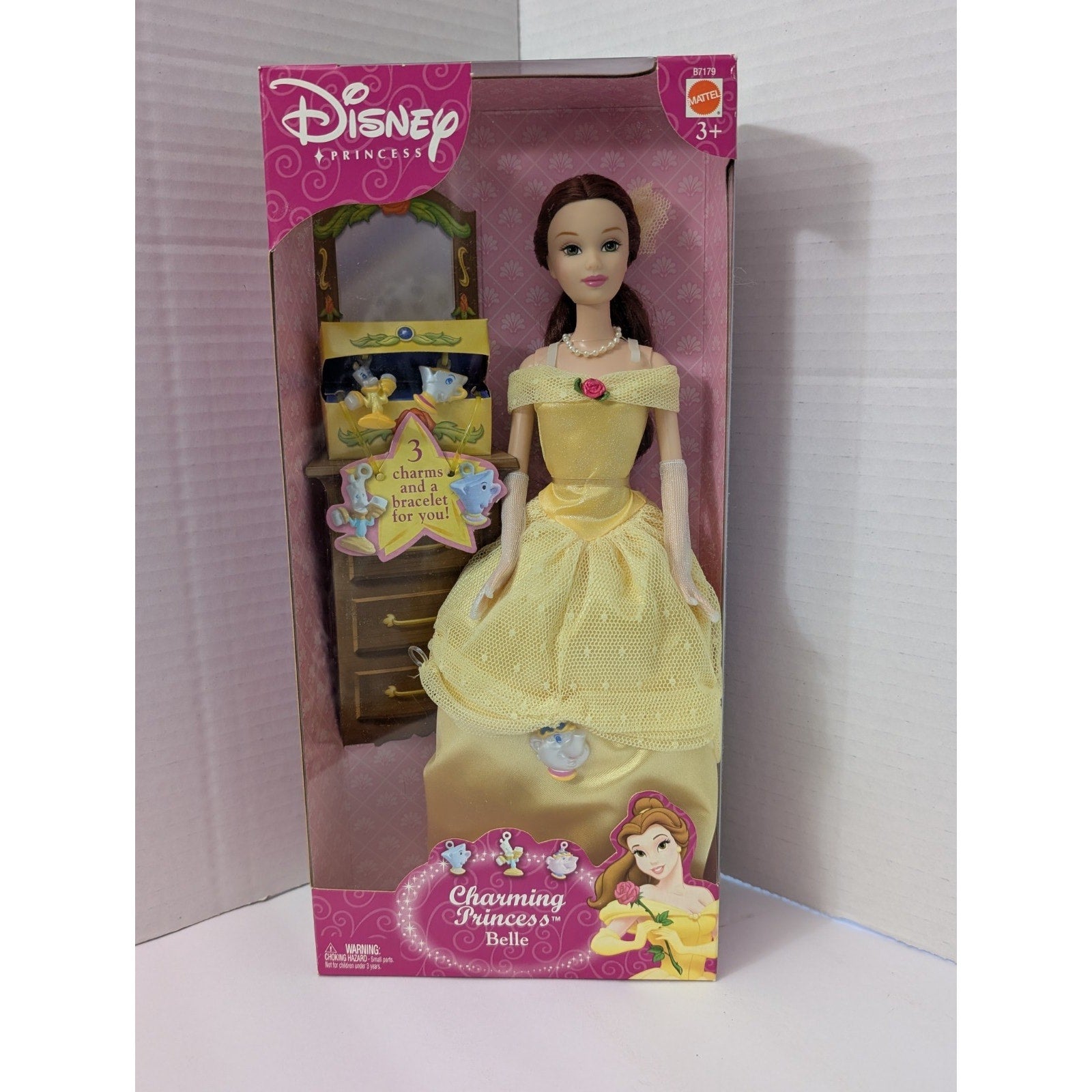 Disney Charming Princess Belle Doll Beauty and the Beast w/ Charms 2003 Mattel