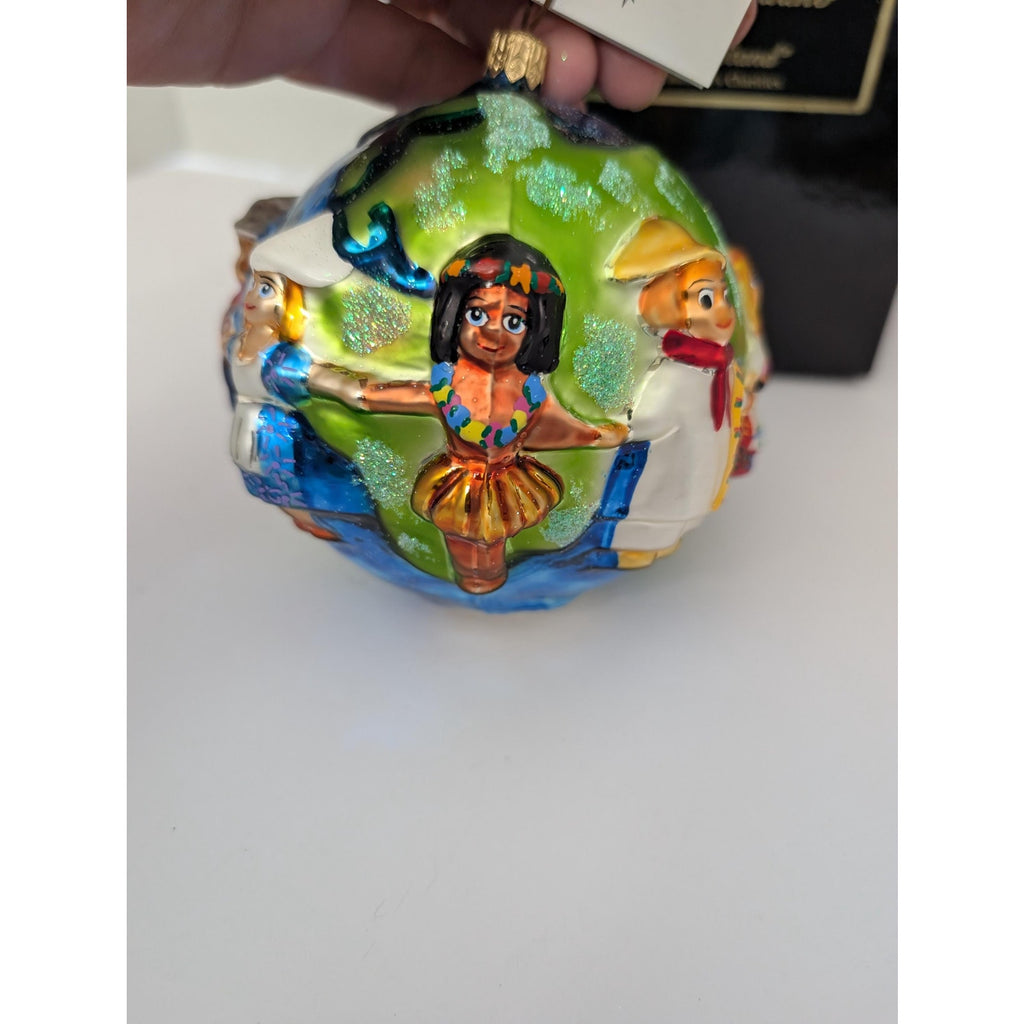 Christopher Radko United We Stand 1999 World Globe Children Glass Ornament Boxed 99-SP-53