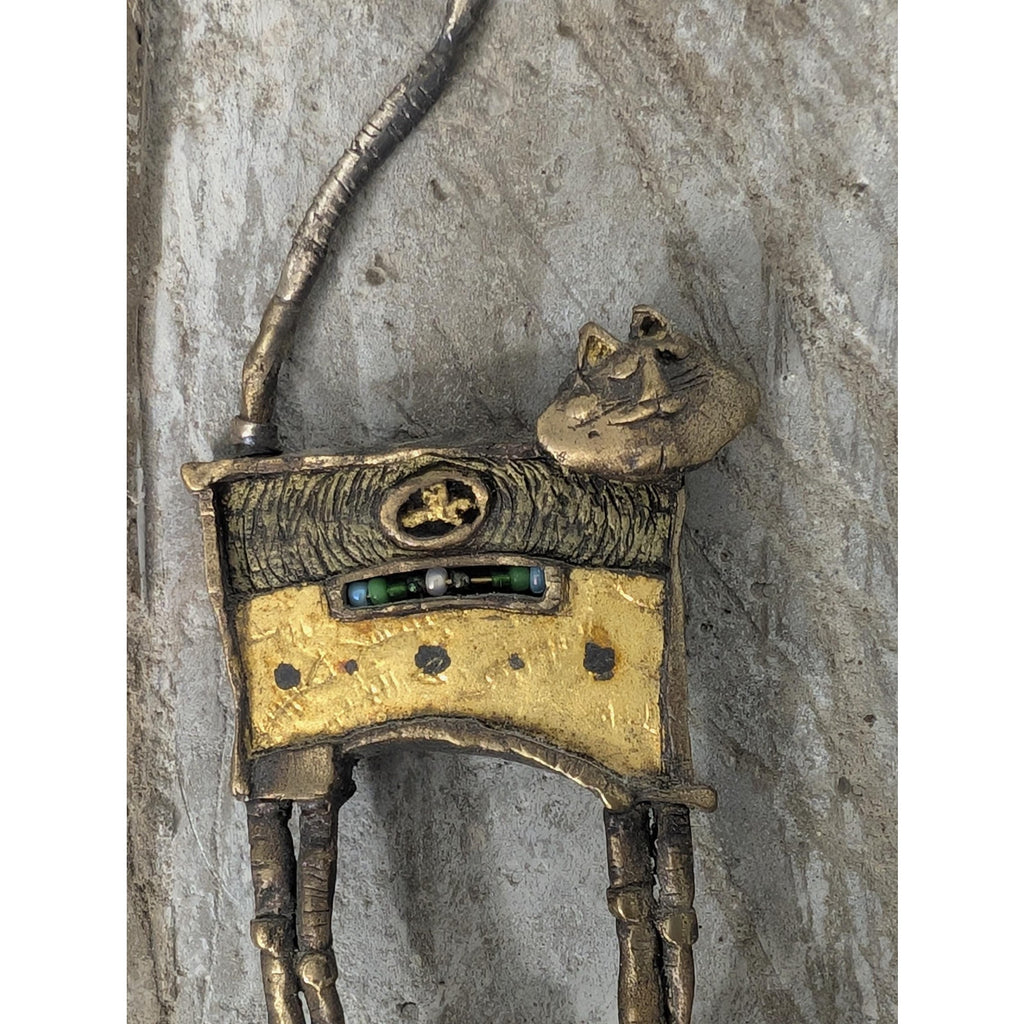 Moti Limited Edition 23/200 Whimsical Cat Art Brooch with Plaster Display Stand