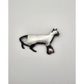 Vintage Metal Siamese Cat Playing Ball Enamel Brooch Pin Walking Feline