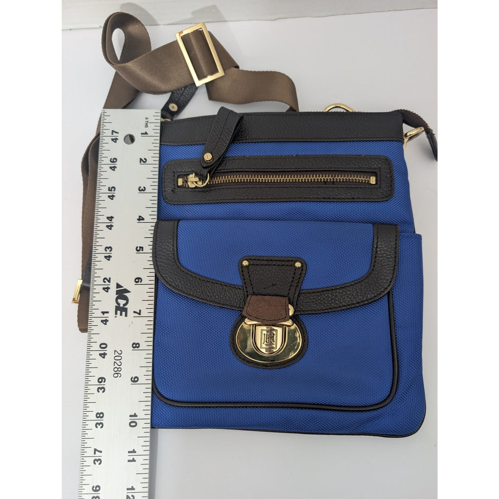 JPK Paris 75 Blue Nylon Crossbody Bag Messenger Purse Floral Interior
