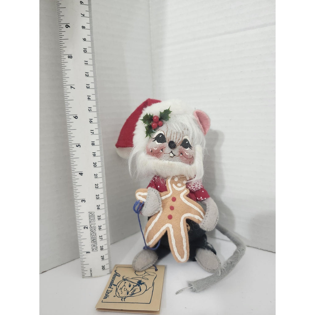 1998 Annalee Mobilitee Christmas Mouse Doll holding Gingerbread Man New with Tag