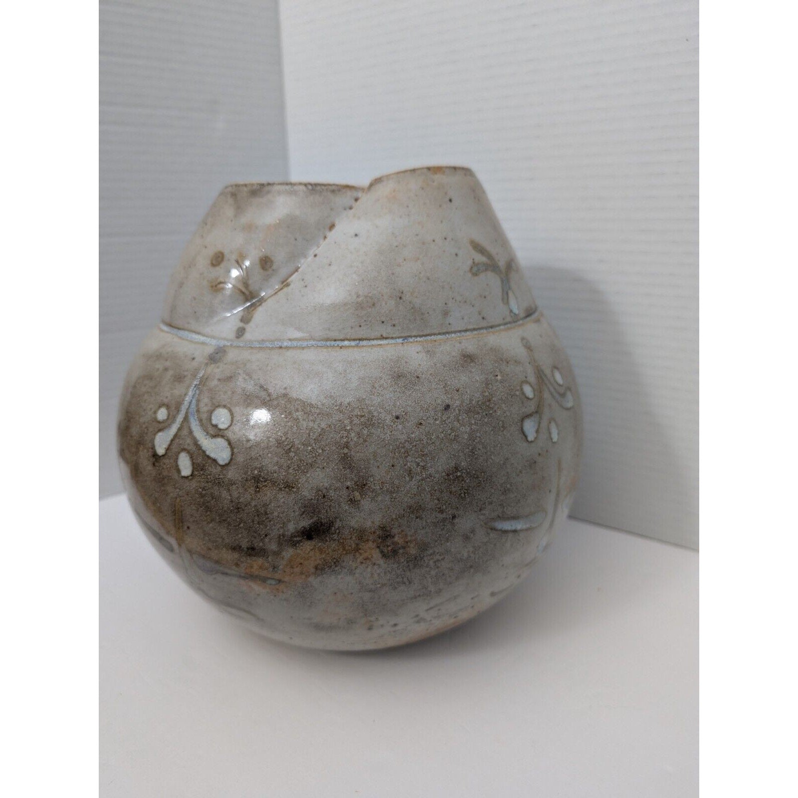 Beautiful Studio Pottery Asymmetrical Bowl Vase By Trish Adams