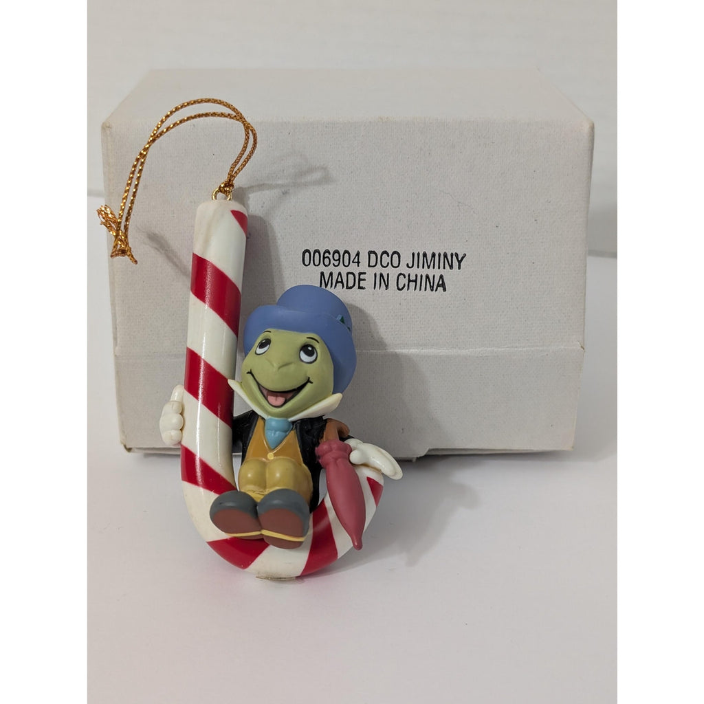 006904 Grolier Jiminy Cricket Candy Cane Christmas Ornament Vintage Disney Collectible